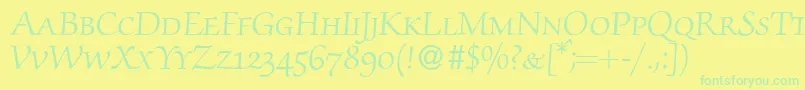 ZabriskiescriptsmcRegular Font – Green Fonts on Yellow Background