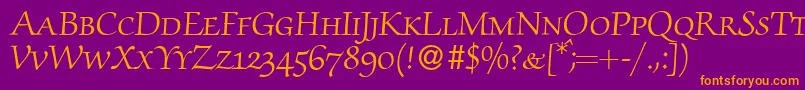 ZabriskiescriptsmcRegular Font – Orange Fonts on Purple Background