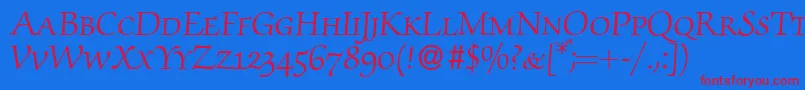 ZabriskiescriptsmcRegular Font – Red Fonts on Blue Background