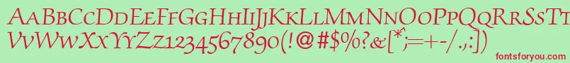 ZabriskiescriptsmcRegular Font – Red Fonts on Green Background
