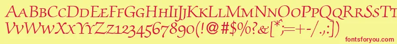 ZabriskiescriptsmcRegular Font – Red Fonts on Yellow Background