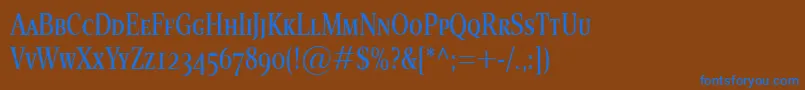 フォントEsperantoCondSmallcaps – 茶色の背景に青い文字