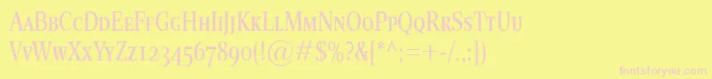 Fonte EsperantoCondSmallcaps – fontes rosa em um fundo amarelo