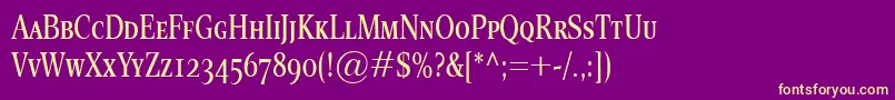 More about EsperantoCondSmallcaps Font EsperantoCondSmallcaps Font – Yellow Fonts on Purple Background