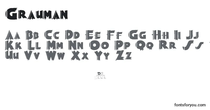 A fonte Grauman – alfabeto, números, caracteres especiais