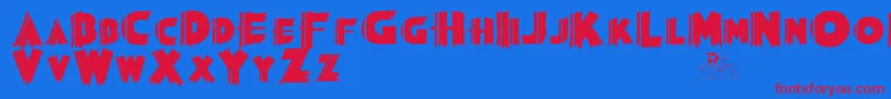 Czcionka Grauman – czerwone czcionki na niebieskim tle