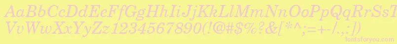 NewCenturySchlbkGreekInclined Font – Pink Fonts on Yellow Background