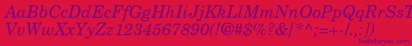 NewCenturySchlbkGreekInclined Font – Purple Fonts on Red Background