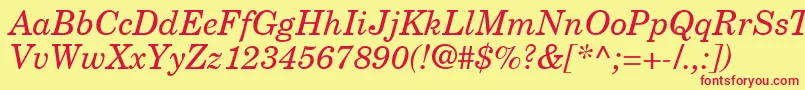 NewCenturySchlbkGreekInclined Font – Red Fonts on Yellow Background