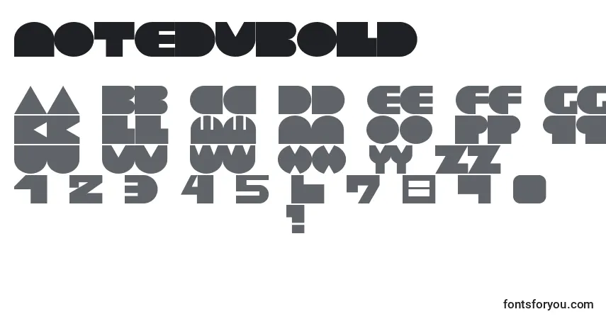 A fonte NotedvBold – alfabeto, números, caracteres especiais