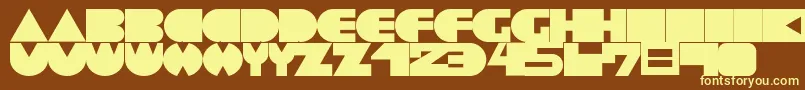 NotedvBold-Schriftart – Gelbe Schriften auf braunem Hintergrund
