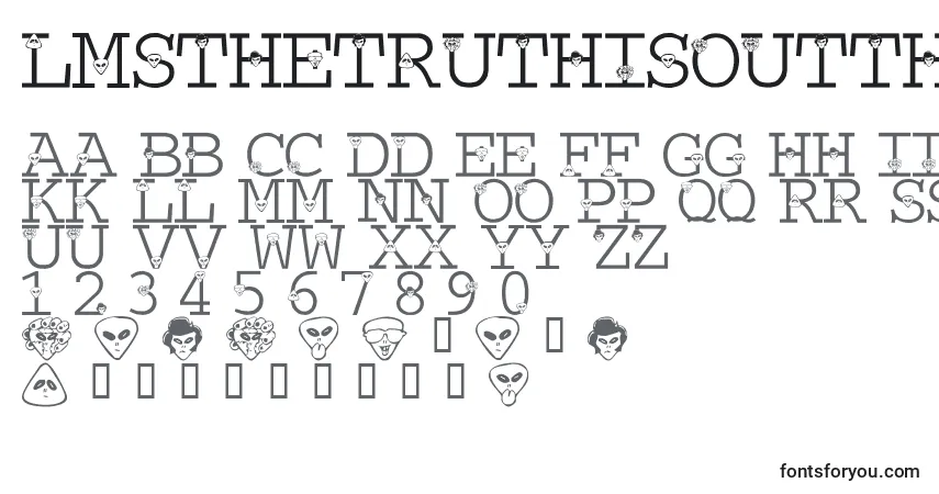 A fonte LmsTheTruthIsOutThere – alfabeto, números, caracteres especiais
