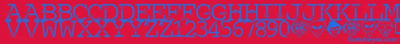 LmsTheTruthIsOutThere Font – Blue Fonts on Red Background