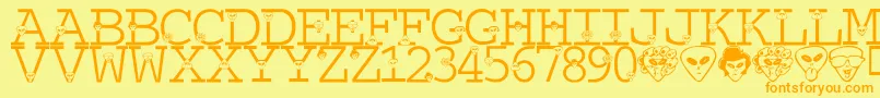 LmsTheTruthIsOutThere Font – Orange Fonts on Yellow Background