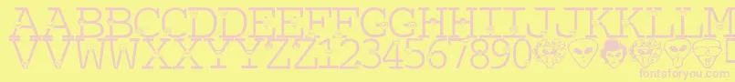 LmsTheTruthIsOutThere Font – Pink Fonts on Yellow Background