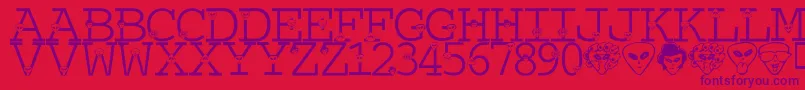 LmsTheTruthIsOutThere Font – Purple Fonts on Red Background