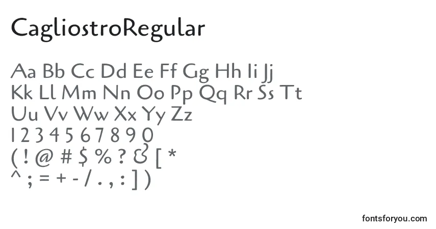 CagliostroRegular Font – alphabet, numbers, special characters