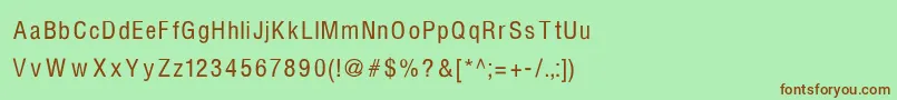 HelvcndRNormal-fontti – ruskeat fontit vihreällä taustalla