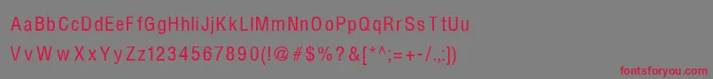 HelvcndRNormal-fontti – punaiset fontit harmaalla taustalla