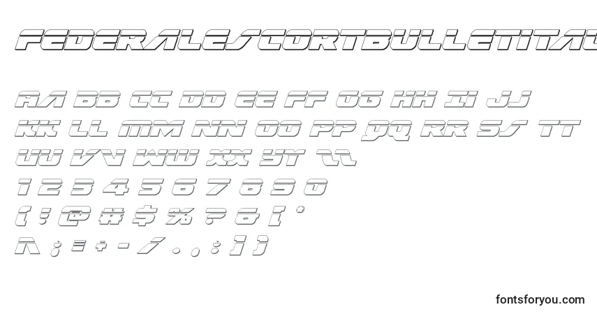 Schriftart Federalescortbulletital – Alphabet, Zahlen, spezielle Symbole