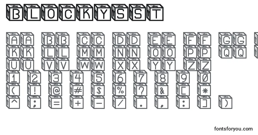 Schriftart BlockysSt – Alphabet, Zahlen, spezielle Symbole