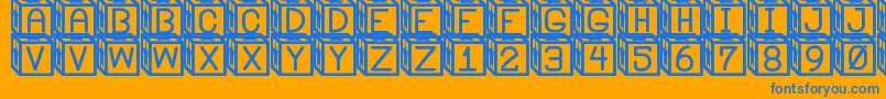 BlockysSt-Schriftart – Blaue Schriften auf orangefarbenem Hintergrund