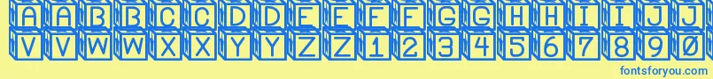 BlockysSt-Schriftart – Blaue Schriften auf gelbem Hintergrund