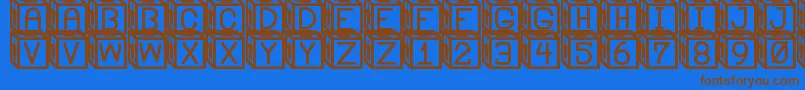 BlockysSt Font – Brown Fonts on Blue Background