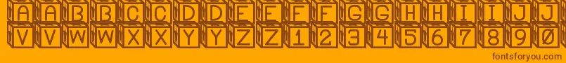 Fonte BlockysSt – fontes marrons em um fundo laranja