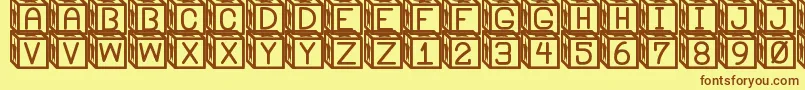 BlockysSt-Schriftart – Braune Schriften auf gelbem Hintergrund