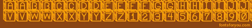 Fonte BlockysSt – fontes laranjas em um fundo marrom