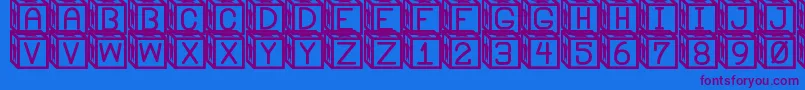 BlockysSt-Schriftart – Violette Schriften auf blauem Hintergrund