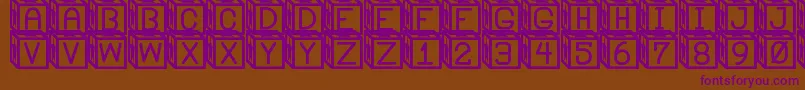 BlockysSt Font – Purple Fonts on Brown Background