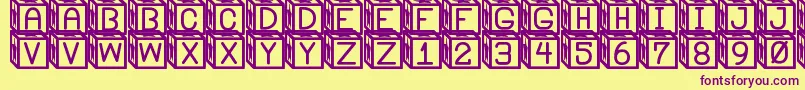 BlockysSt Font – Purple Fonts on Yellow Background