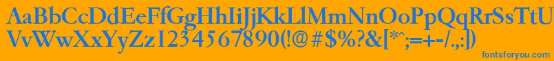 フォントGarfeldserialMedium – オレンジの背景に青い文字