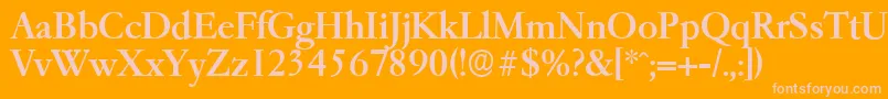 Fonte GarfeldserialMedium – fontes rosa em um fundo laranja