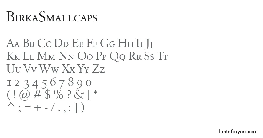 Schriftart BirkaSmallcaps – Alphabet, Zahlen, spezielle Symbole