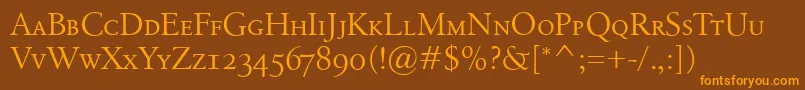BirkaSmallcaps Font – Orange Fonts on Brown Background
