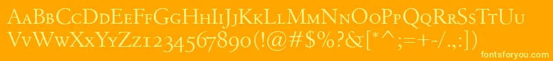 BirkaSmallcaps Font – Yellow Fonts on Orange Background