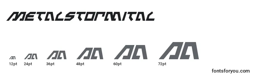 Größen der Schriftart Metalstormital