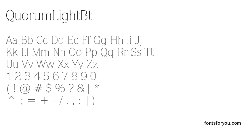 Шрифт QuorumLightBt – алфавит, цифры, специальные символы