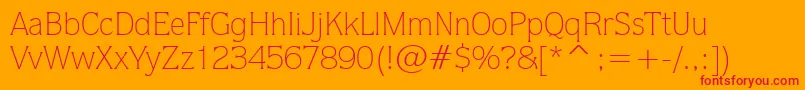 フォントQuorumLightBt – オレンジの背景に赤い文字