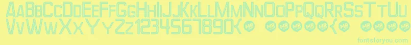 Perforama Font – Green Fonts on Yellow Background