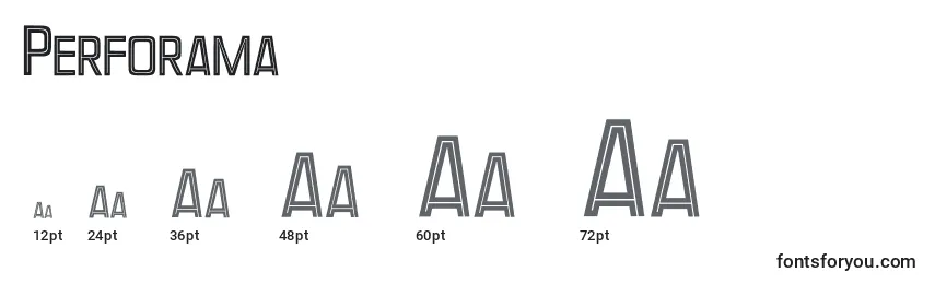 Размеры шрифта Perforama