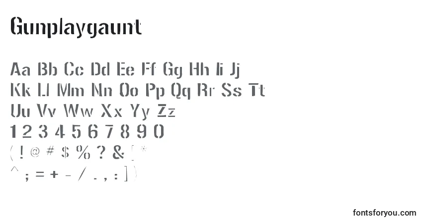 A fonte Gunplaygaunt – alfabeto, números, caracteres especiais