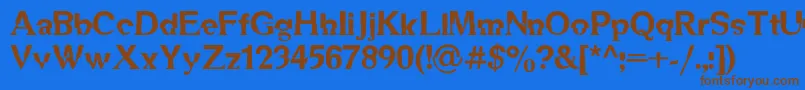 フォントDsmechanicalc – 茶色の文字が青い背景にあります。