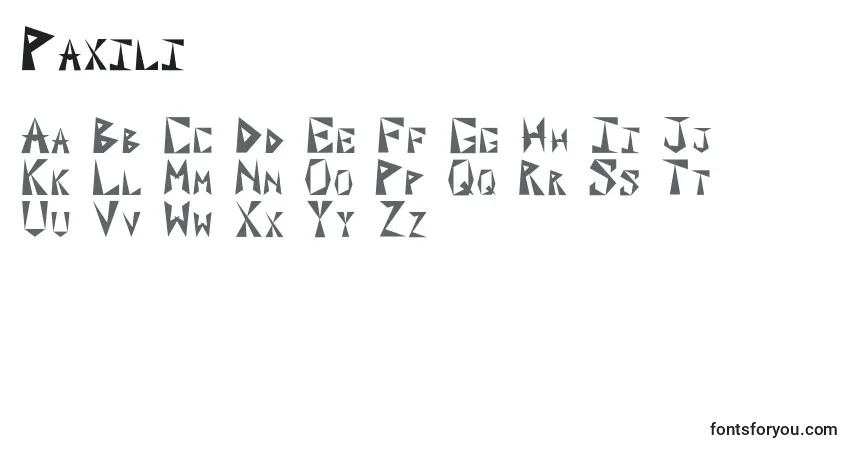 Schriftart Paxili – Alphabet, Zahlen, spezielle Symbole