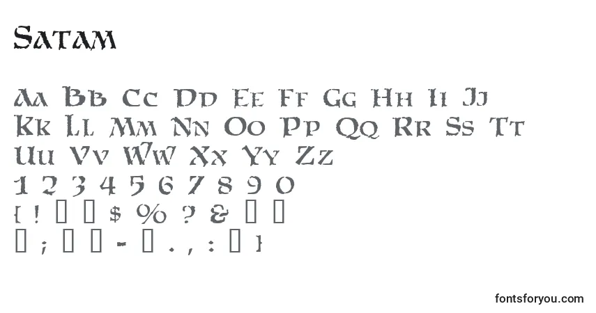 A fonte Satam – alfabeto, números, caracteres especiais