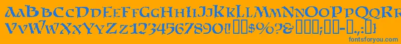 Satam Font – Blue Fonts on Orange Background