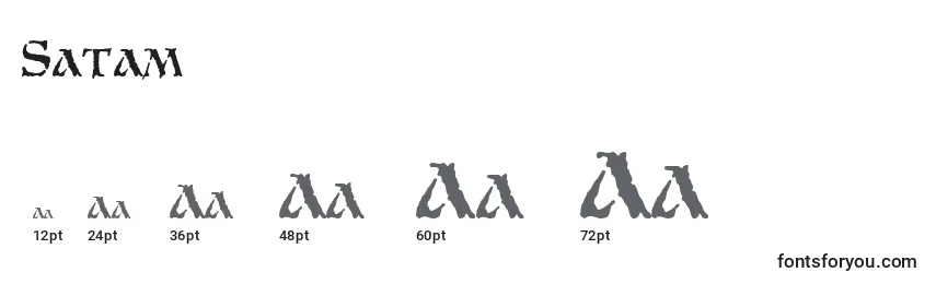 Размеры шрифта Satam